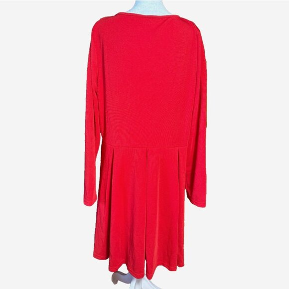 White Mark Red Fit & Flare Swing Dress Women’s 2XL Long Sleeve Scoop Neck - Picture 5 of 10